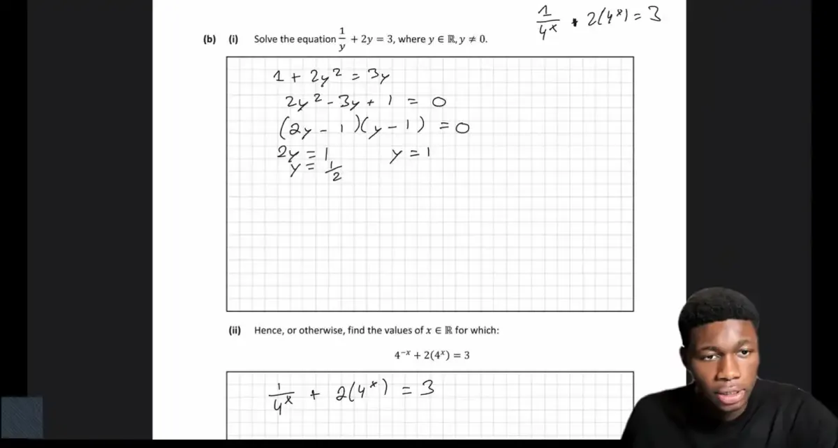 A live online maths class on Zoom, worked solution on screen