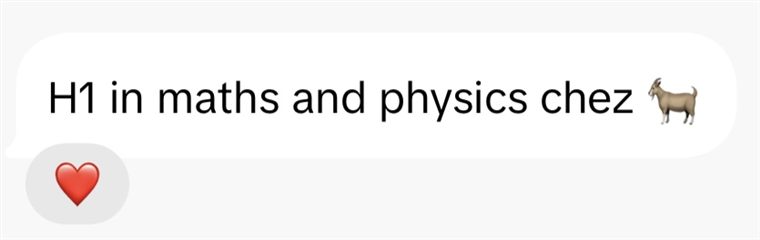 Message from a student: H1 in maths and physics