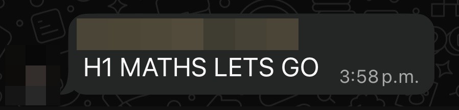 Student message: H1 maths lets go